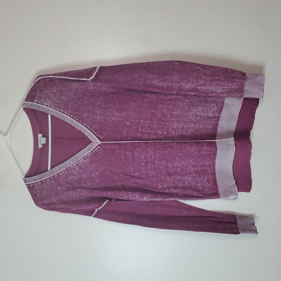 Sundance Washed Purple Cotton V-Neck Sweater Size Extra Small Oversized - Picture 2 of 10